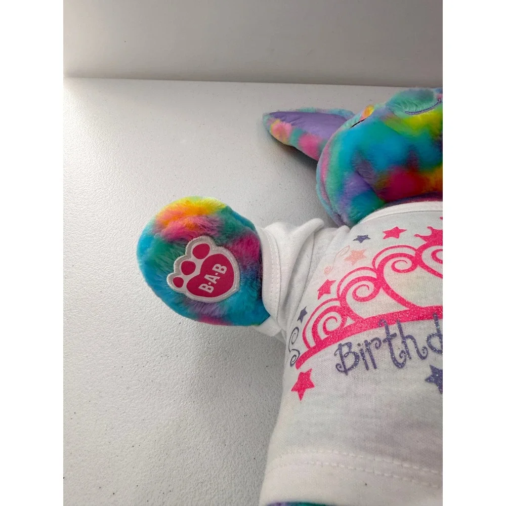 Build-A-Bear Bunny Birthday Princess Plush Tie Dye Blue Pink Purple 20in Stuffed